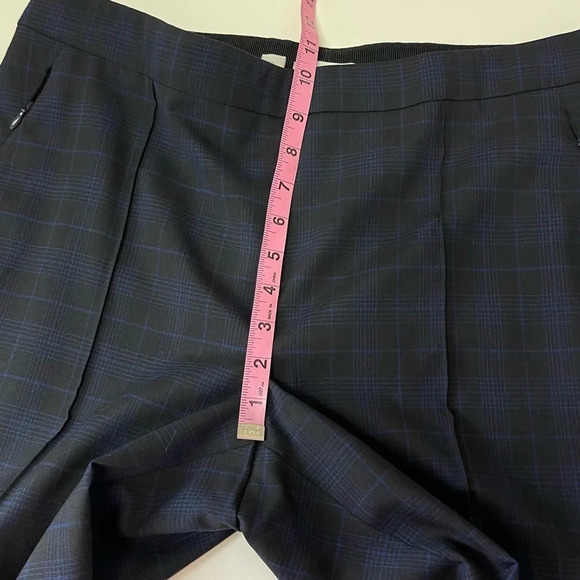 Carlisle New York Pants Womens 12 Black Navy Blue Plaid Wool Blend Side Zip - Picture 9 of 12